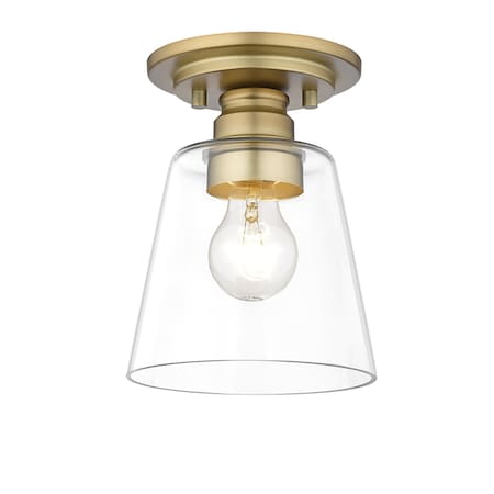 Z-Lite Annora 1 Light Flush Mount, Olde Brass & Clear 428F1-OBR